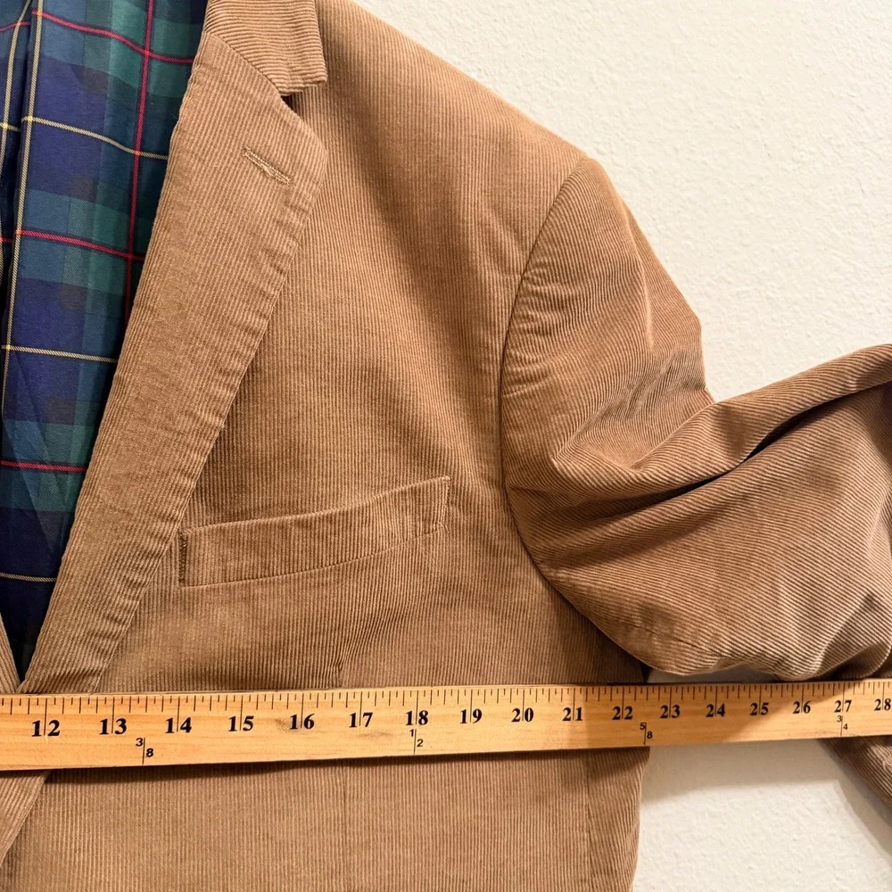 US Polo Mens Blazer 46R Tan Corduroy Elbow Patch Pockets Sports Coat Business